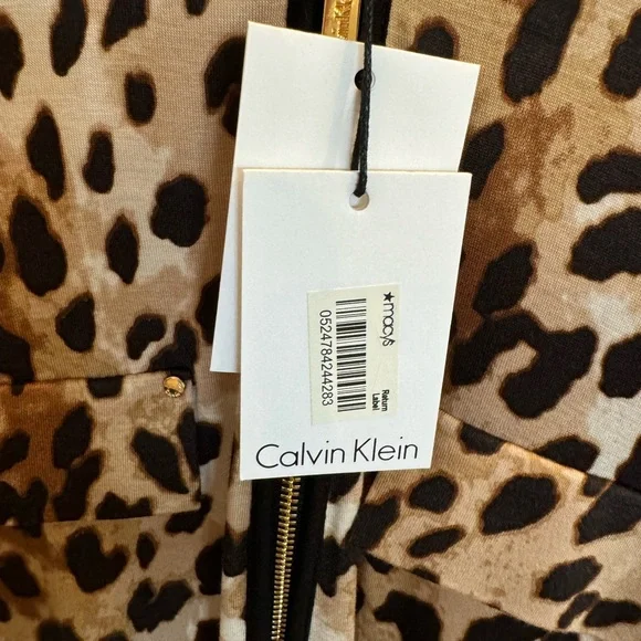 Calvin Klein Half Zip 3/4 Sleeve Leopard Print Top - L - NWT - Picture 5 of 9